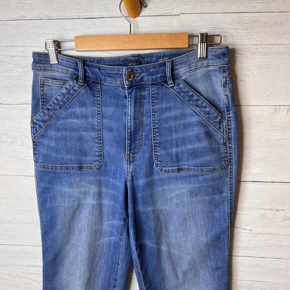 J Jill Jeans Womens Size 10 High Rise Straight Leg Patch Pockets Cuffed Comfort - Picture 6 of 16